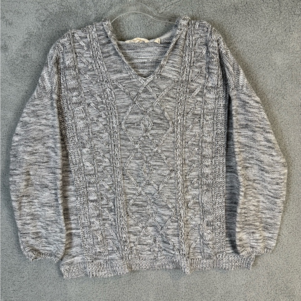 Soft Surroundings Textured Knit hooded cotton Sweater in Gray